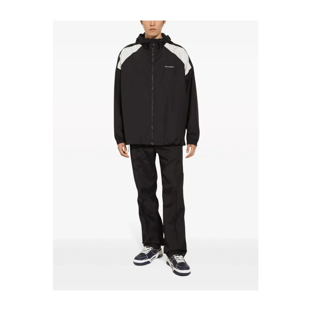 Dolce & Gabbana Zwarte Jassen met Trekkoord Capuchon Black Heren