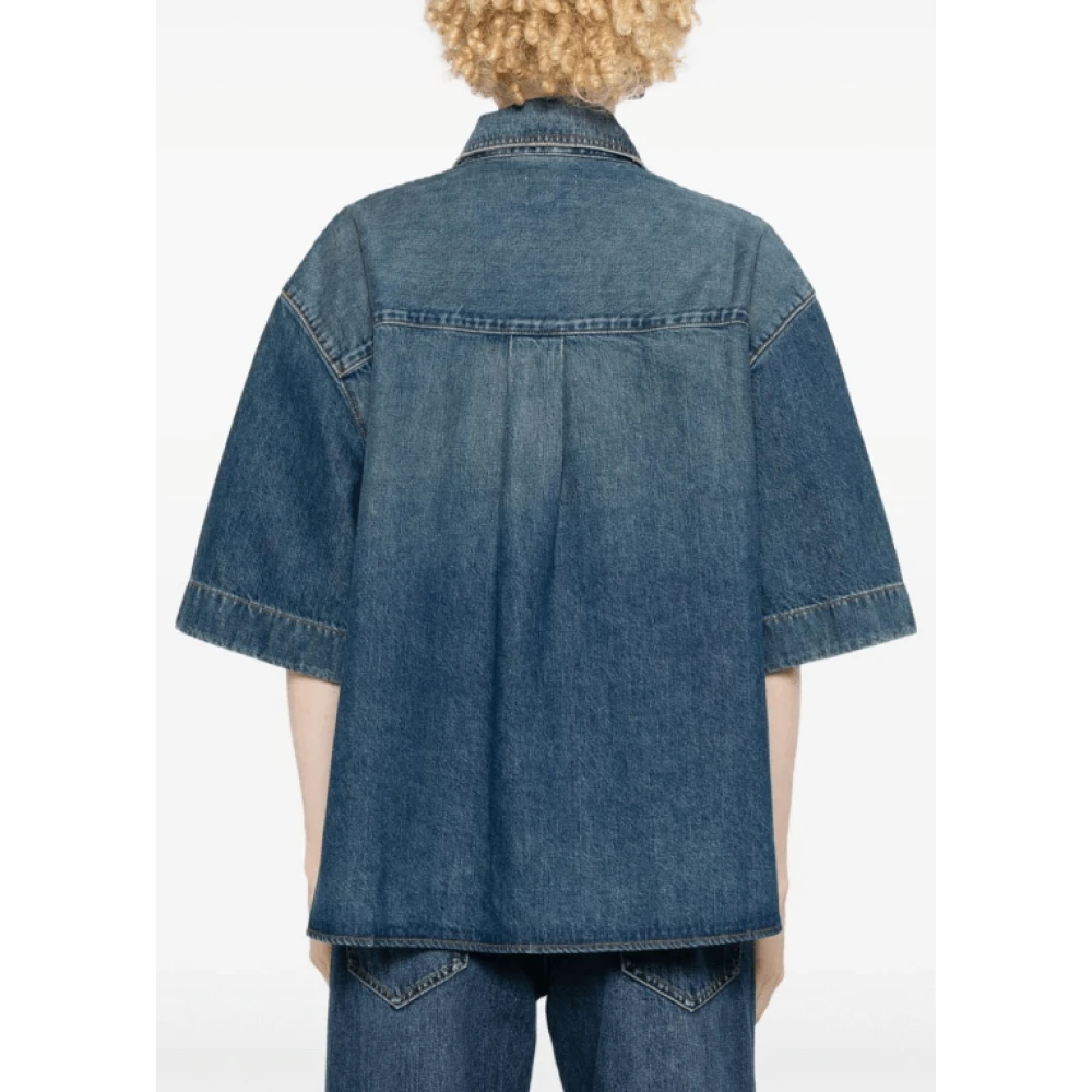 Khaite Blauwe denim overhemd met korte mouwen Blue Dames