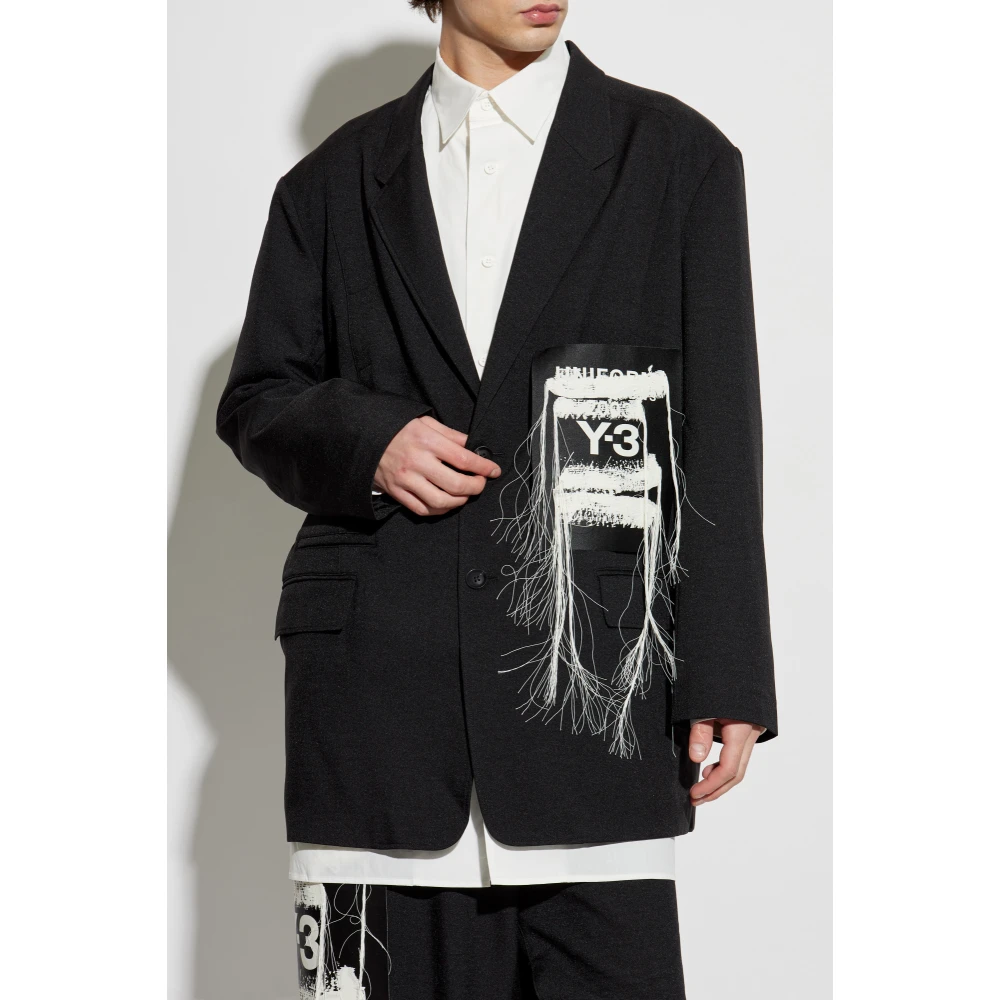 Y-3 Blazer met franje Black Heren