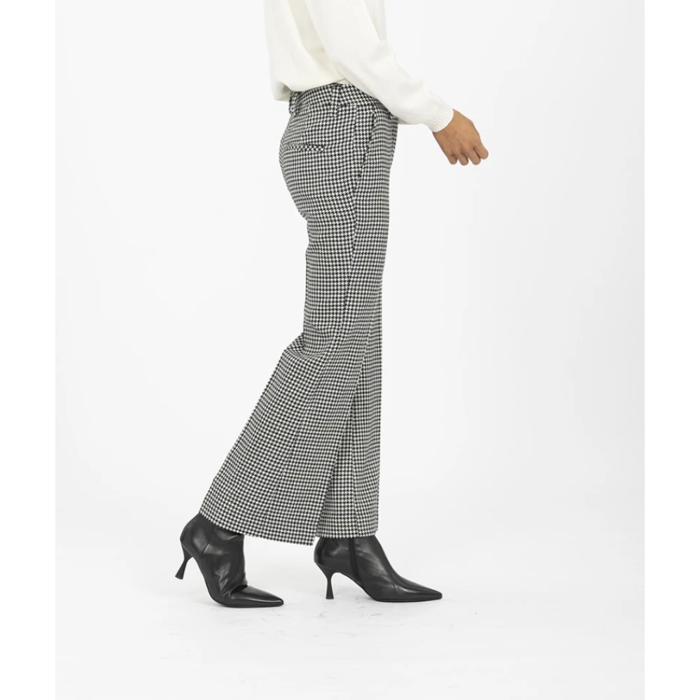 Incotex Houndstooth Flare Sport Broek Gray Dames