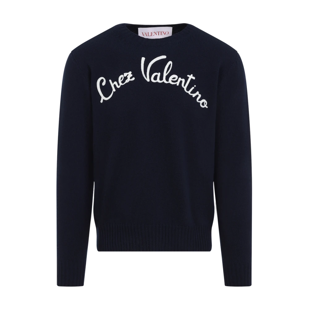 Valentino Garavani Blauwe Trui met Logodetail Blue Heren