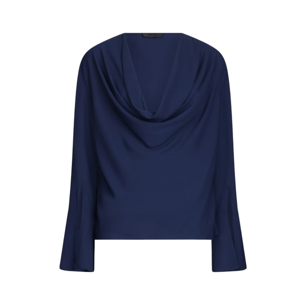 Liu Jo Blauwe Georgette Blouse V-Hals Ruches Blue Dames