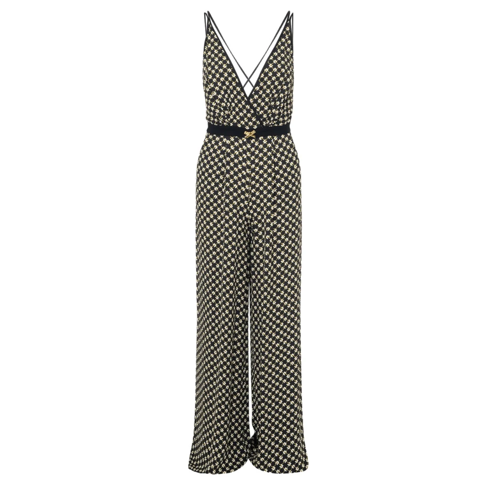 Elisabetta Franchi Zwarte jumpsuit met currydetails Multicolor Dames