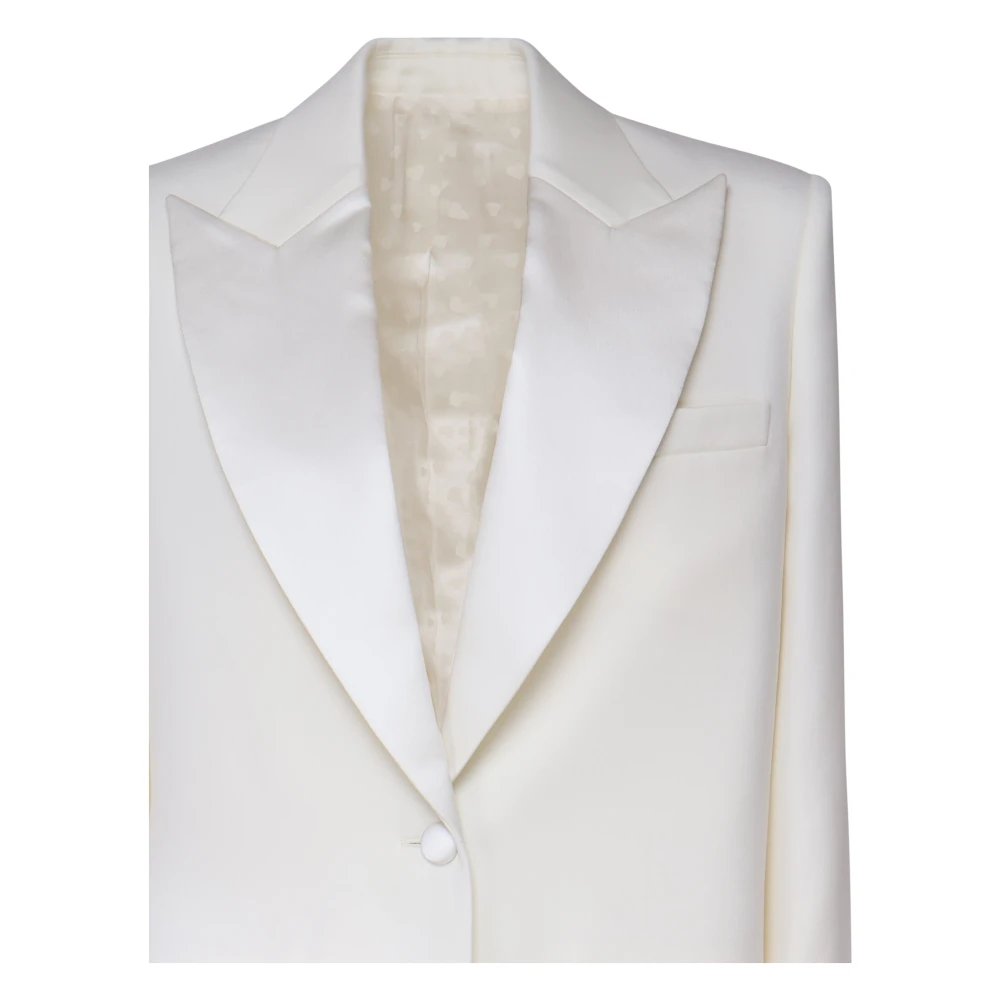 Magda Butrym Witte Wollen Blazer Jas White Dames