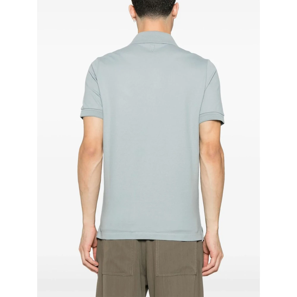 Canali Witte Polo met Knopen Blue Heren