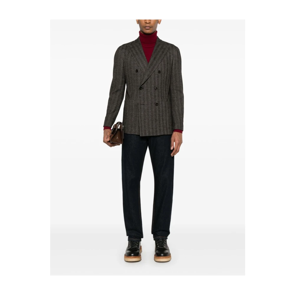 Boglioli Bruin Visgraat Dubbel-Borst Jas Brown Heren