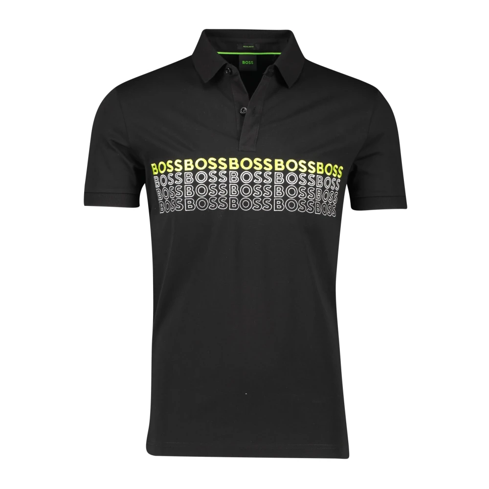 Hugo Boss Zwarte polo met lange mouwen Black Heren