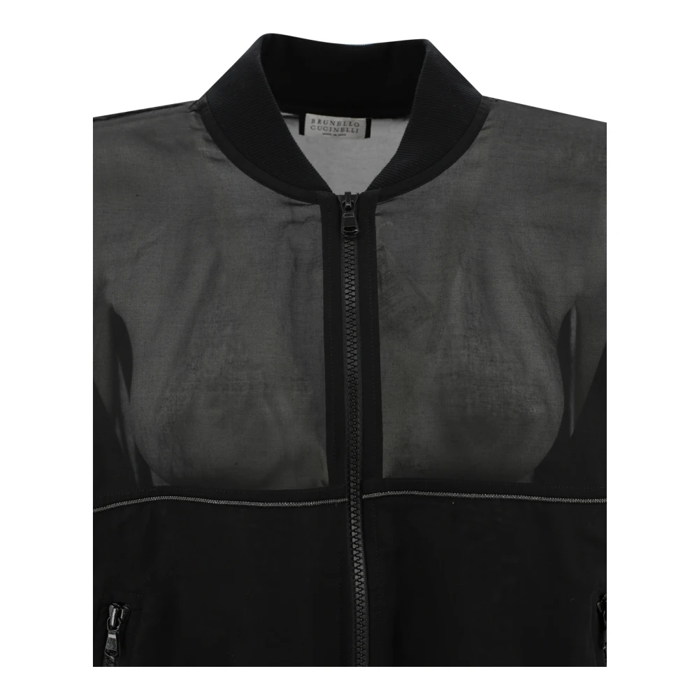 BRUNELLO CUCINELLI Zwarte Juweel Detail Bomber Sweater Black Dames