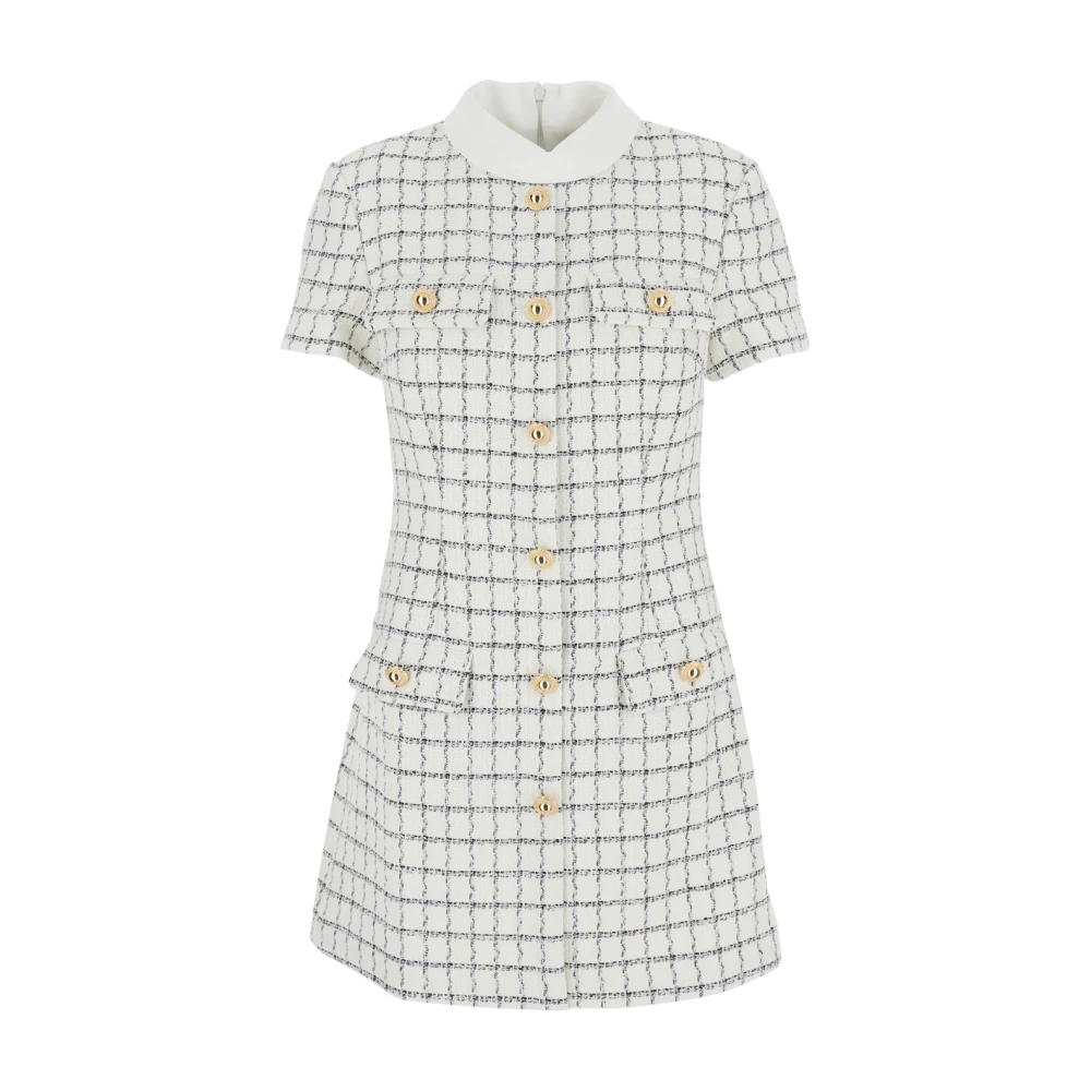 Self Portrait Women's White Check Bouclé Mini Dress