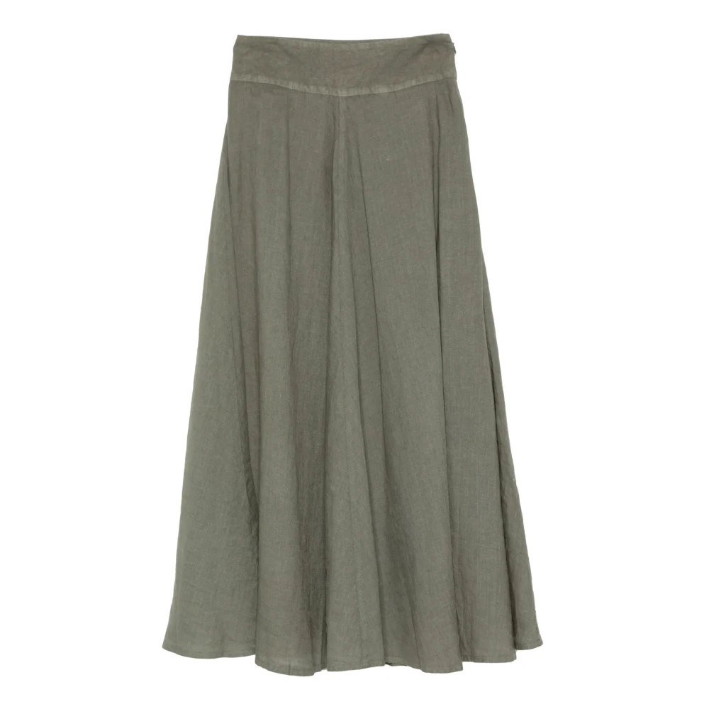 120% Lino Green Midi Skirts, Female, 2XS, Long Linen Skirt