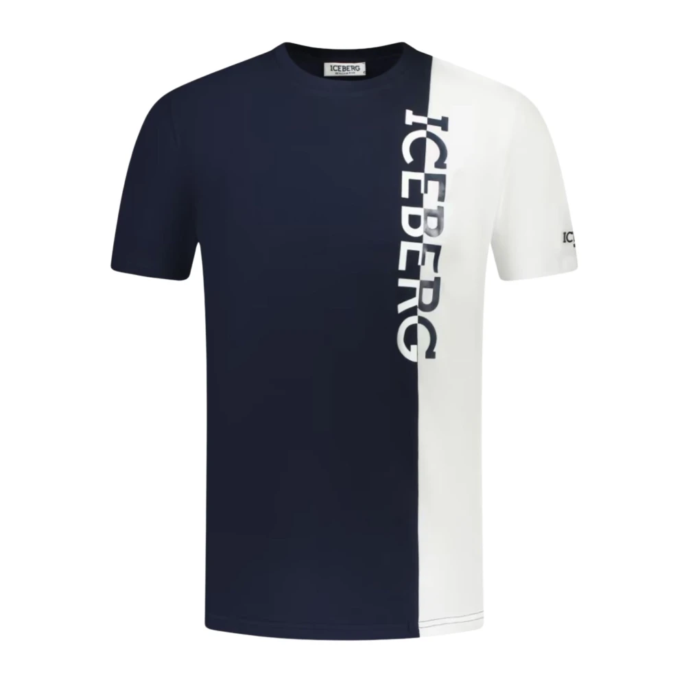 Iceberg Mannen Verticaal Logo T-shirt Blue Heren