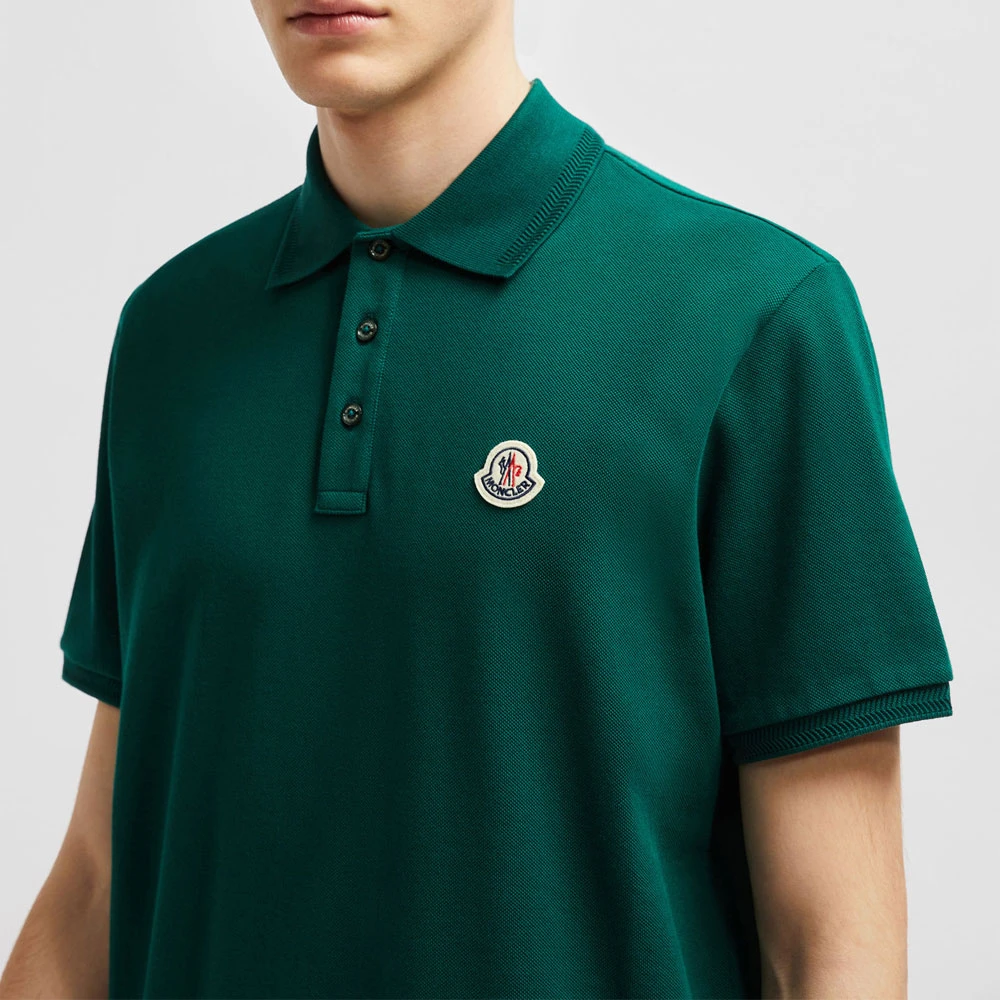 Moncler Logo Patch Polo Klassiek Groen Green Heren