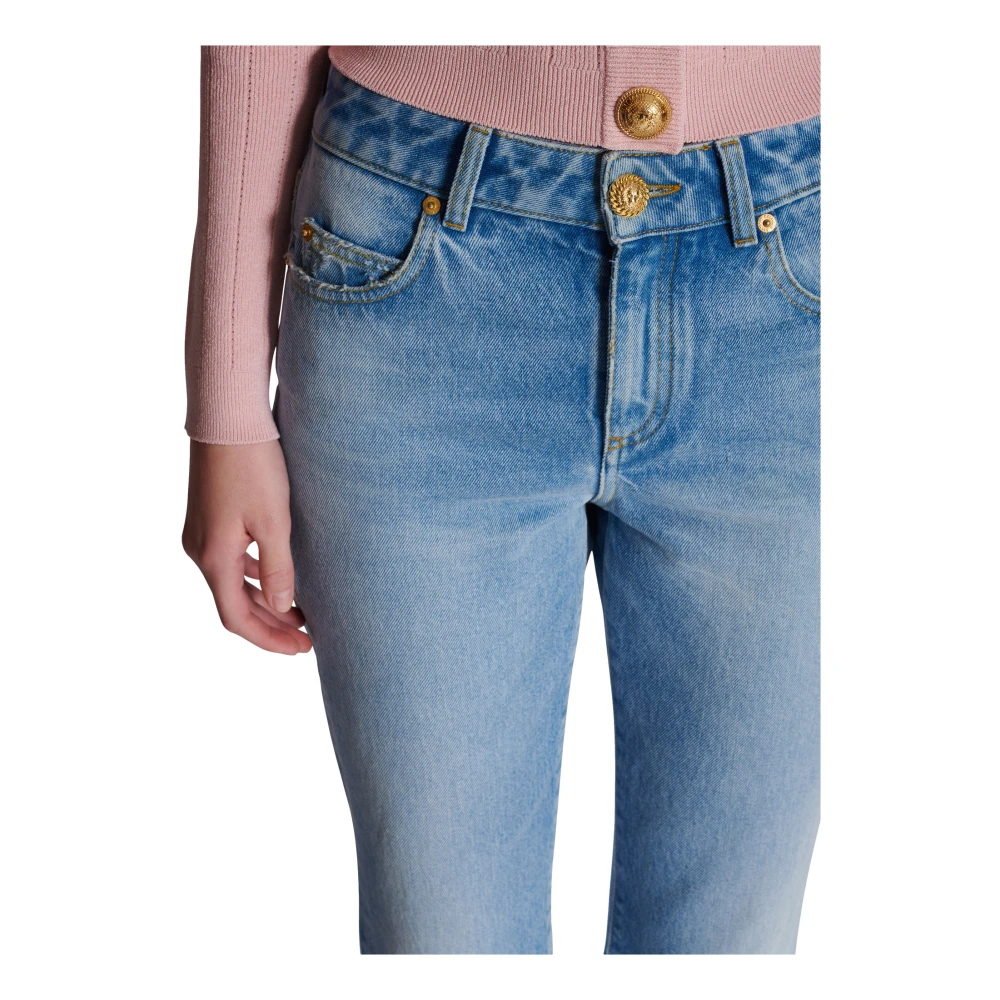 Balmain Wijduitlopende denim jeans Blue Dames