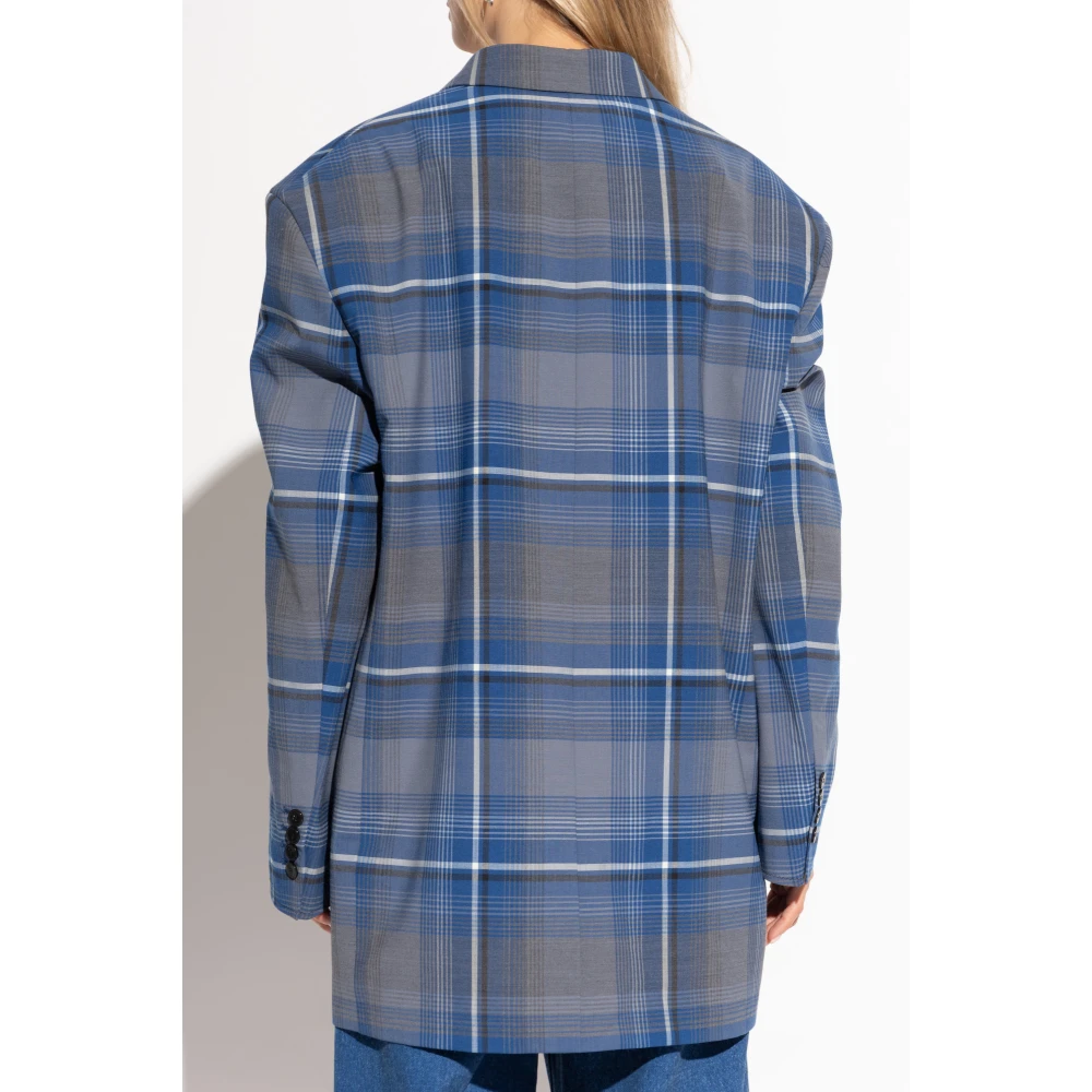 Marni Geruite Patroon Blazer Blue Dames