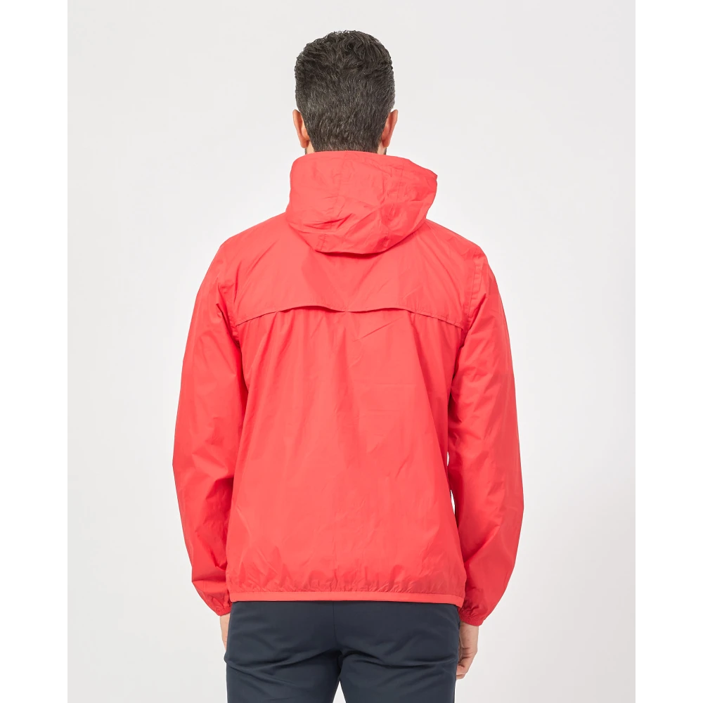 K-way Rode Lichtgewicht Hoodiejas Levrai Claude Red Heren