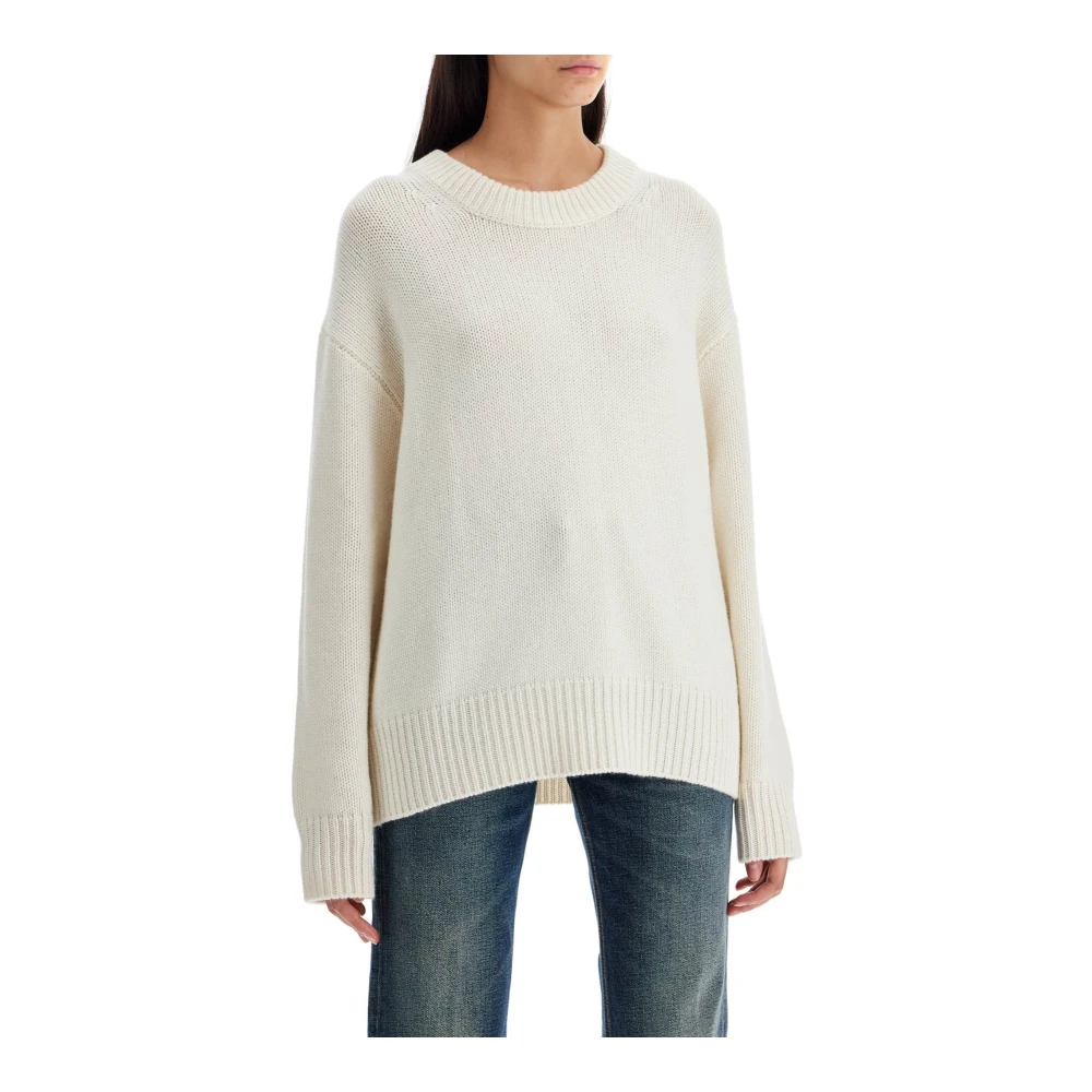 Lisa Yang Zachte Cashmere Geribbelde Trui White Dames