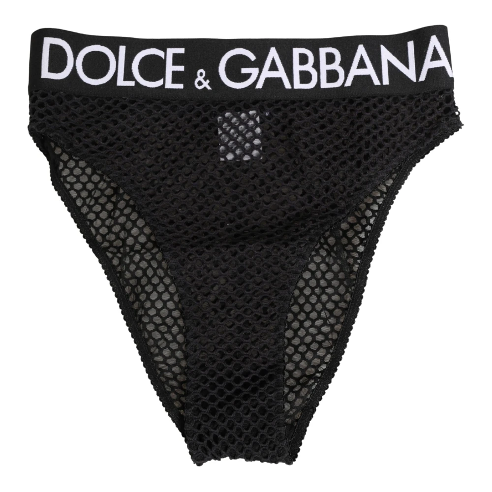 Dolce & Gabbana Donna Nero - Slip Alto In Mesh Di Cotone - Underwear - S