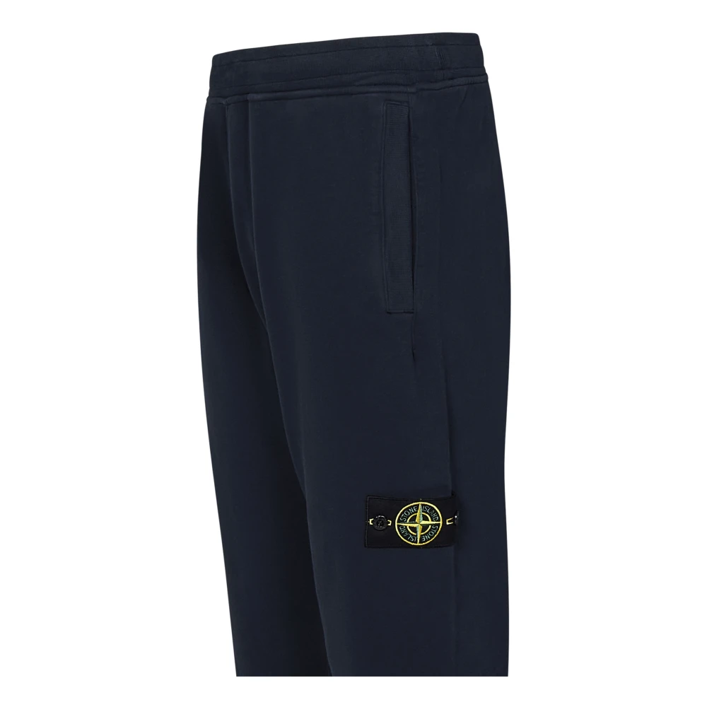 Stone Island Blauwe elastische broek met geribbelde onderkant Blue Dames