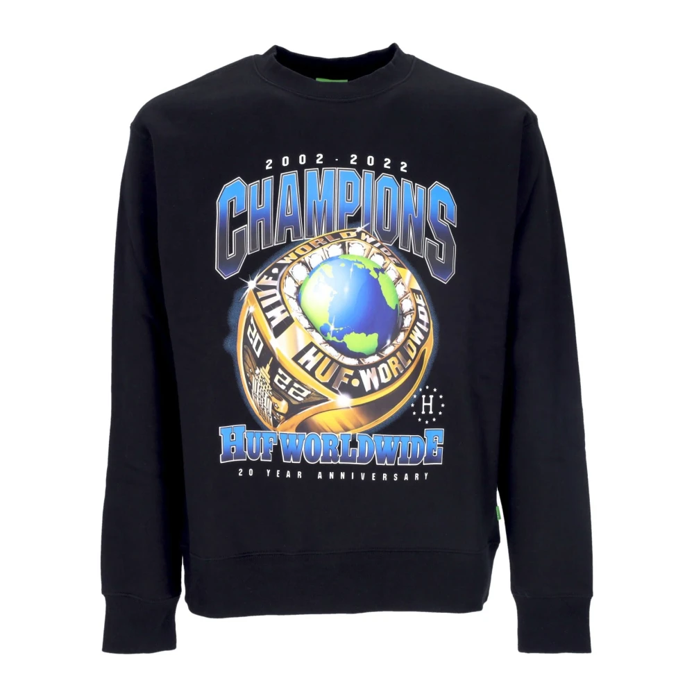 Huf Men's Black Sweatshirts, S, Champions Crewneck Sweatshirt