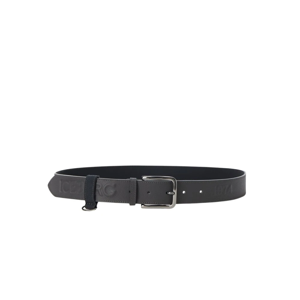 Iceberg Nappa riem met reliëf logo Gray Heren