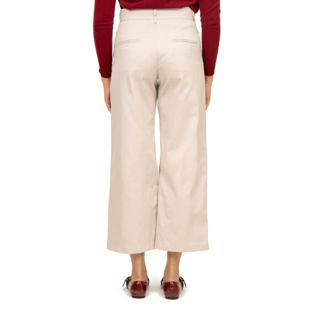 Max Mara Beige Katoenen Wijde Pijp Broek Beige Dames