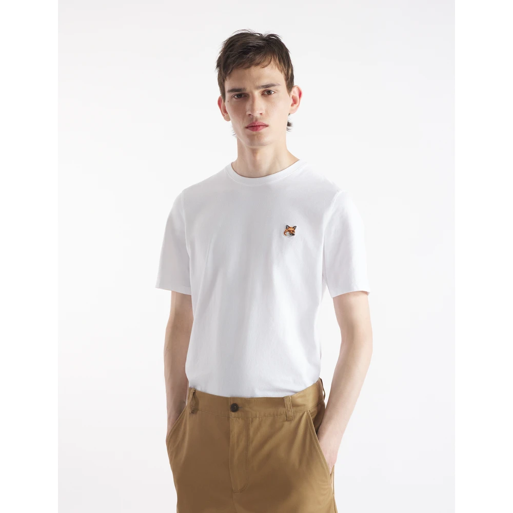 Maison Kitsuné Fox Head Patch T-shirt White Heren