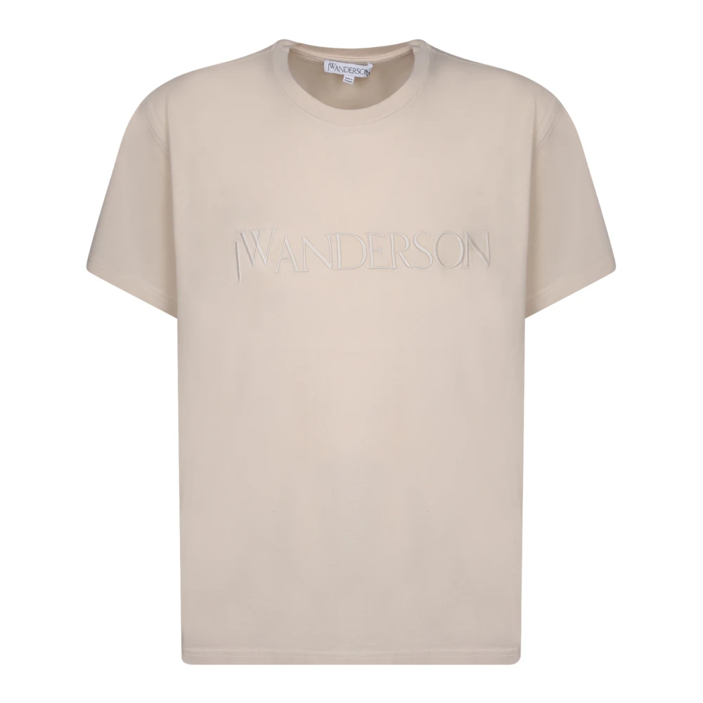 JW Anderson Geborduurd Logo Katoenen T-Shirt Beige Heren