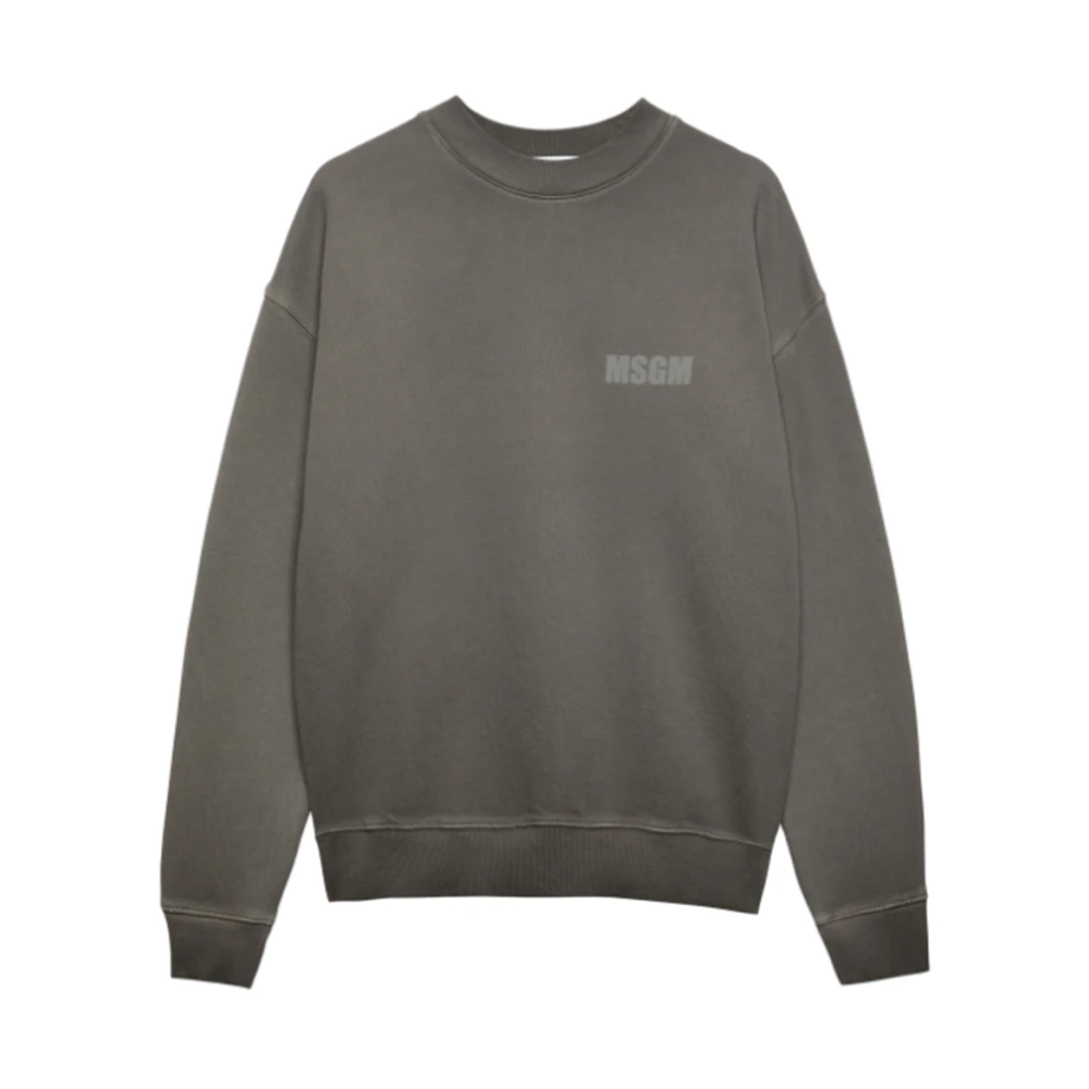 Msgm Donkergrijze Sweatshirt met Fosforescerend Logo Black Heren