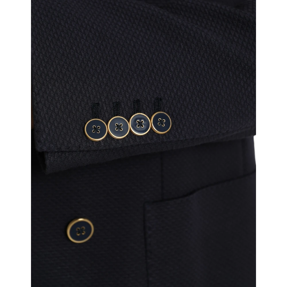 Dolce & Gabbana Navy Crown Bee Double-Breasted Blazer Blue Heren