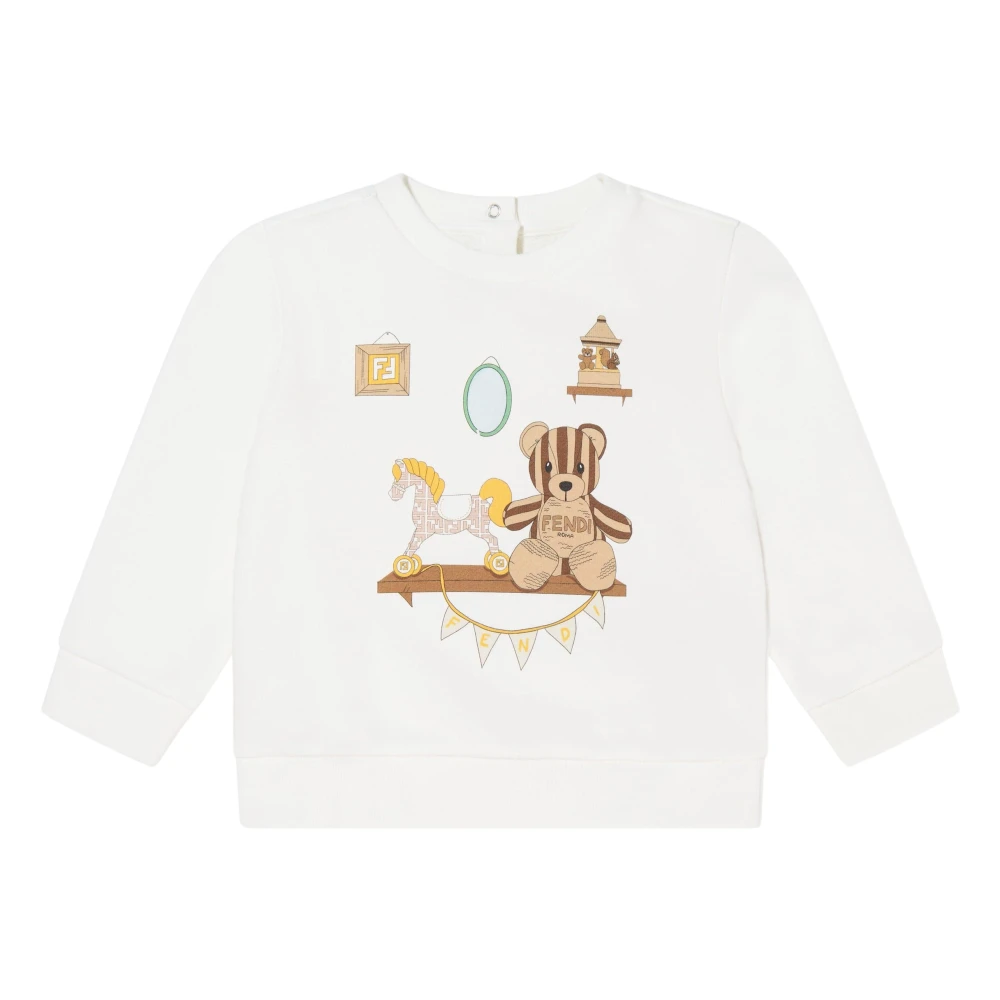 Fendi Unisex Kids White Kids Sweatshirts, 3 Y, Playroom Sweatshirt