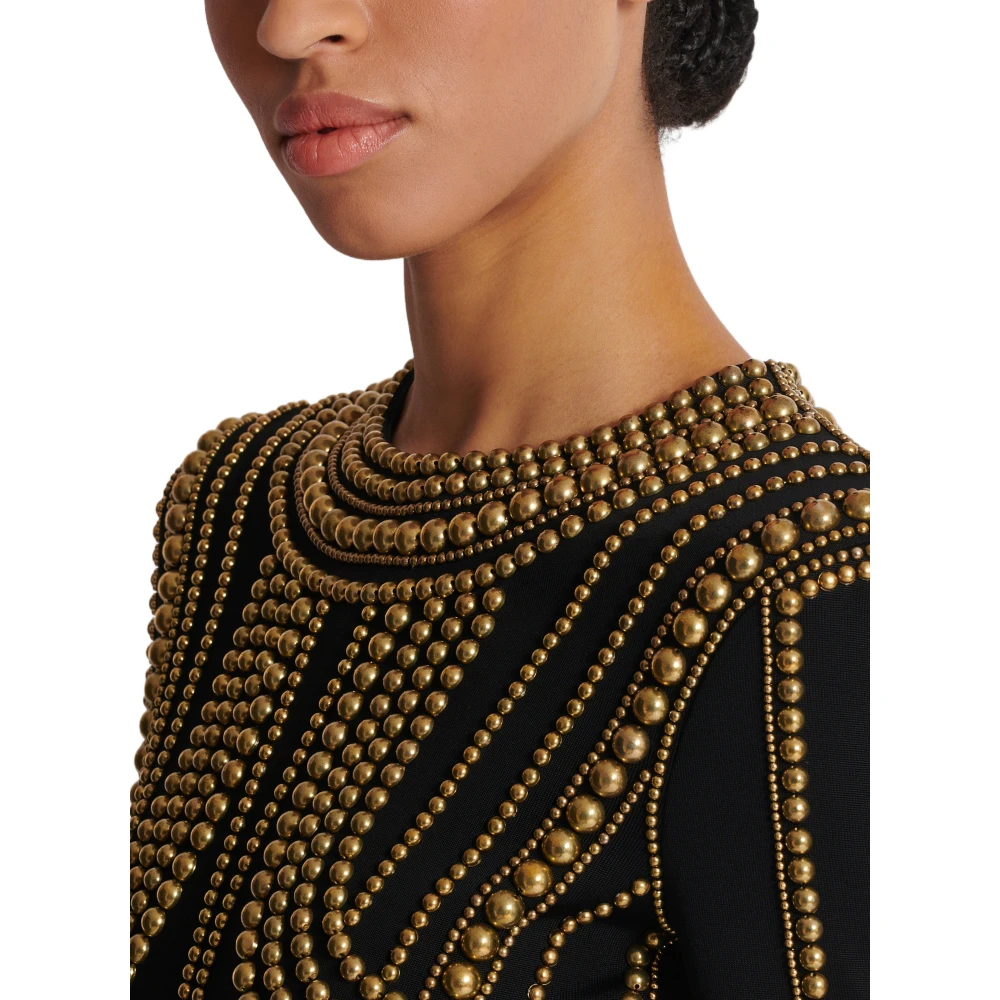 Balmain Korte jurk geborduurd met gouden parels Multicolor Dames