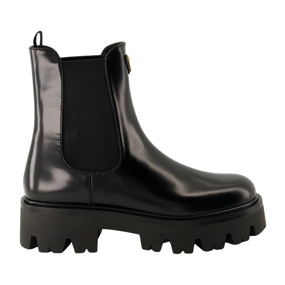 Prada Triangle-Logo Chelsea Boots - Female - Chelsea Boots - Black - 3 Uk - Shoes