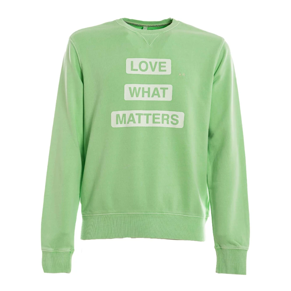 Sun68 Gedrukte Katoenen Sweater Green Heren