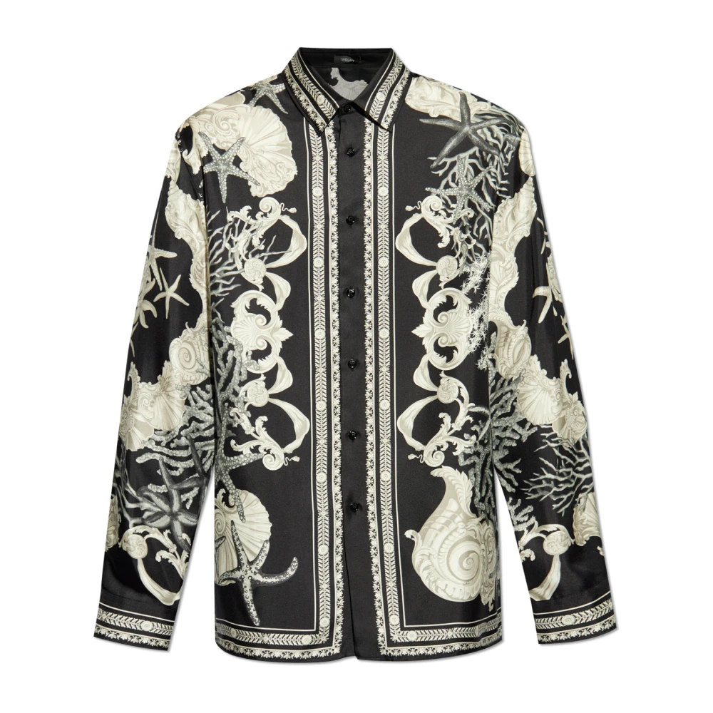 Versace Shirt met 'Barocco Sea' Print Black Heren