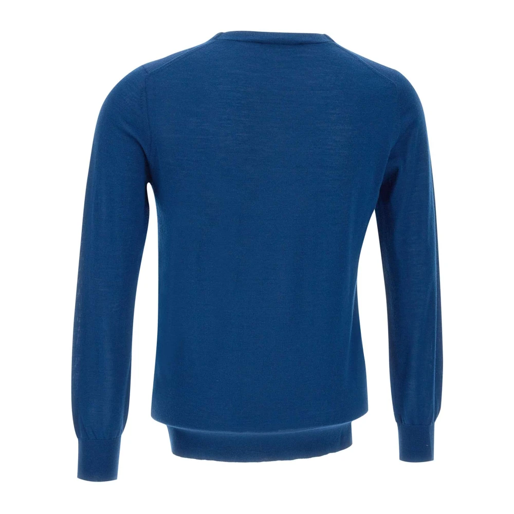 Kangra Blauwe Wol Crew Neck Sweater Blue Heren