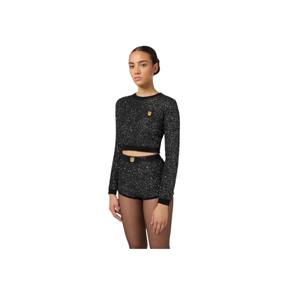 Elisabetta Franchi Stijlvolle Gebreide Top Black Dames