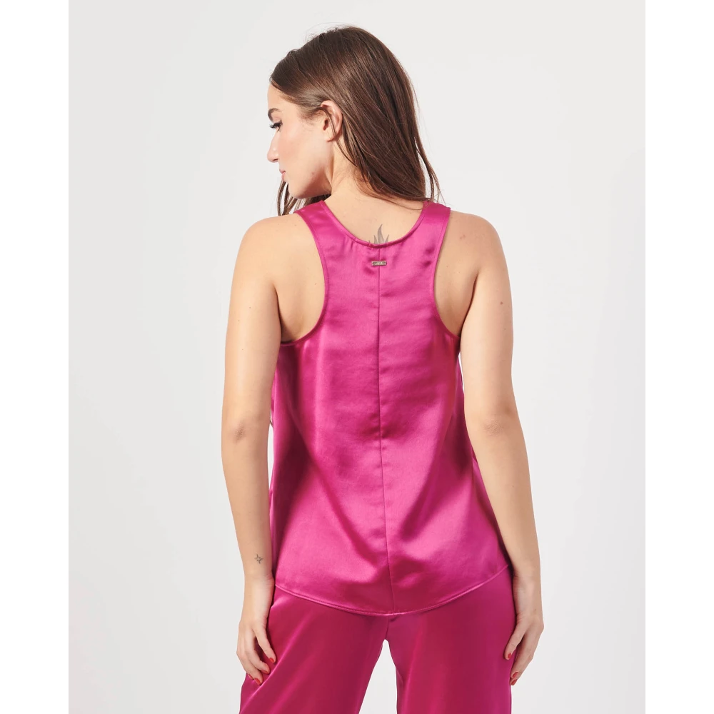 Armani Exchange V-hals satijnen top Pink Dames