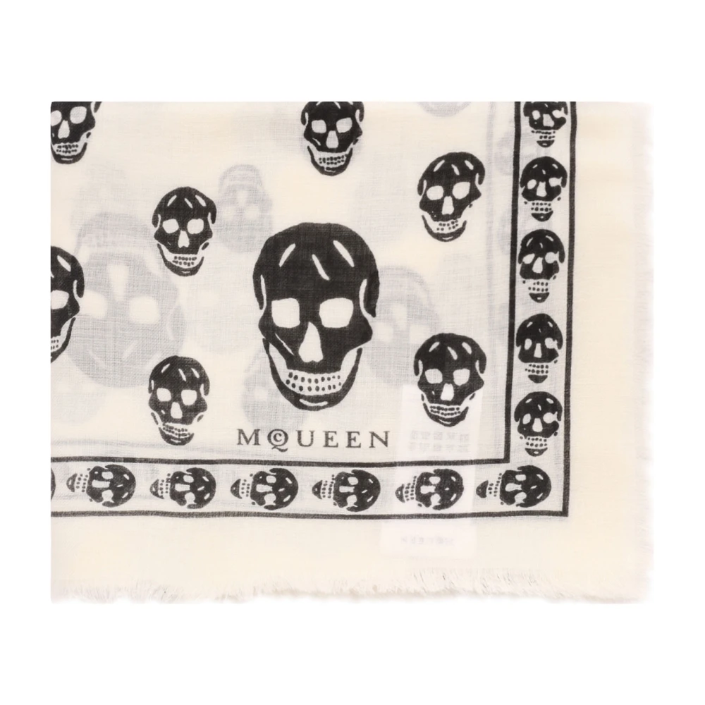 Alexander Mcqueen Unisex Beige Winter Scarves, One Size, Classic Skull Scarf