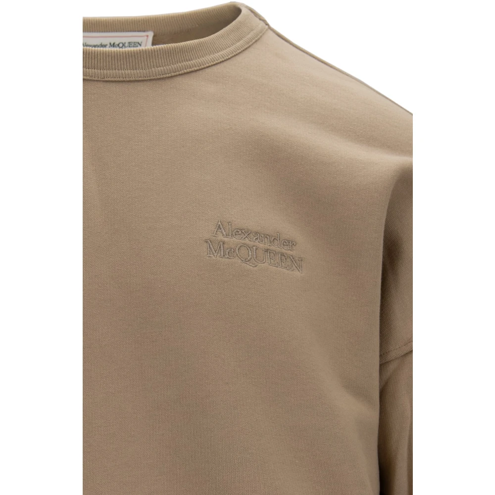alexander mcqueen Heren Pullover Sweatshirt met Geborduurd Logo Brown Heren