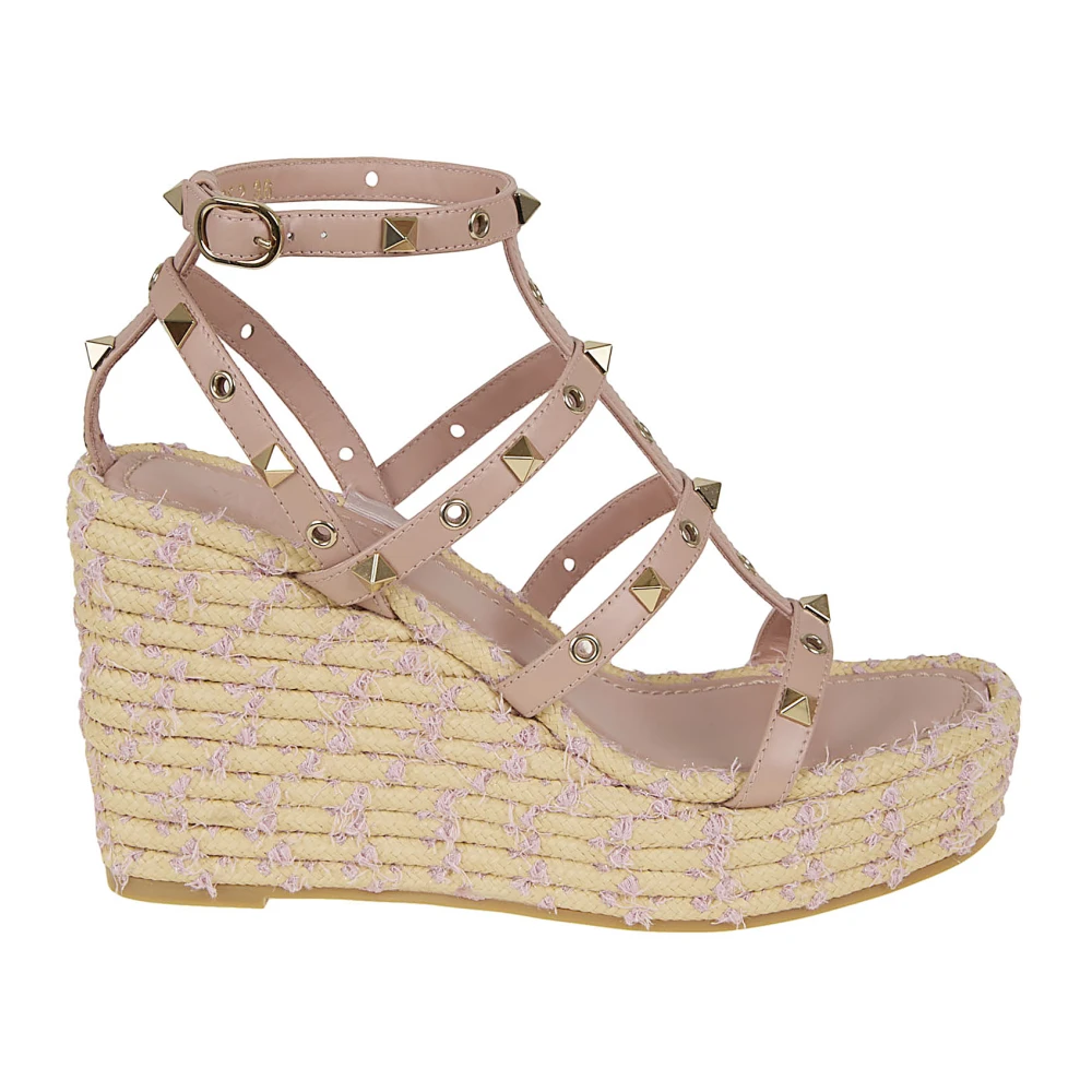 Valentino Garavani Women's Beige Wedges, 5 Uk, Rockstud Wedge