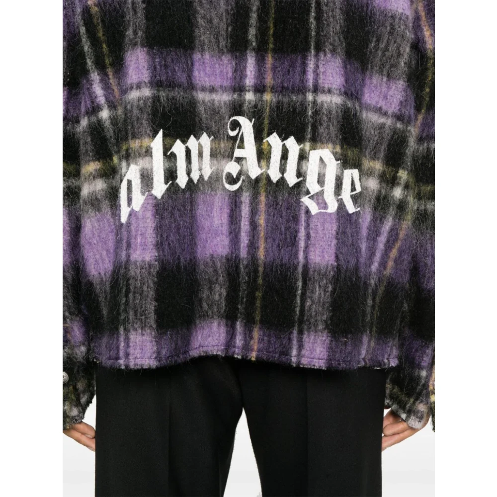 Palm Angels Paarse Geruite Overshirt Jas Purple Heren