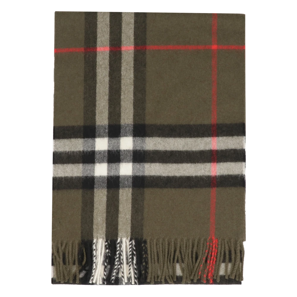 Burberry Luxe Cashmere Sjaal met Raffelrand Green