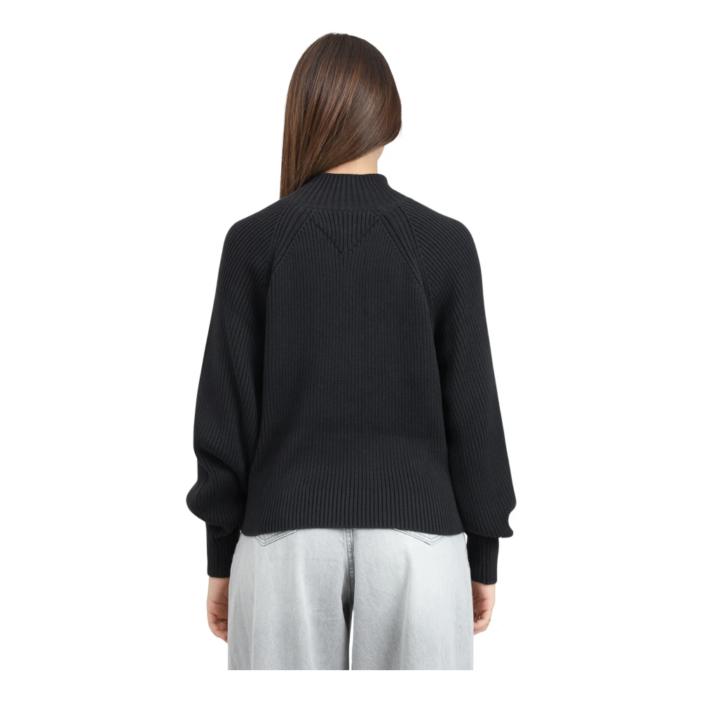 Tommy Jeans Zwarte trui met pofmouwen Black Dames