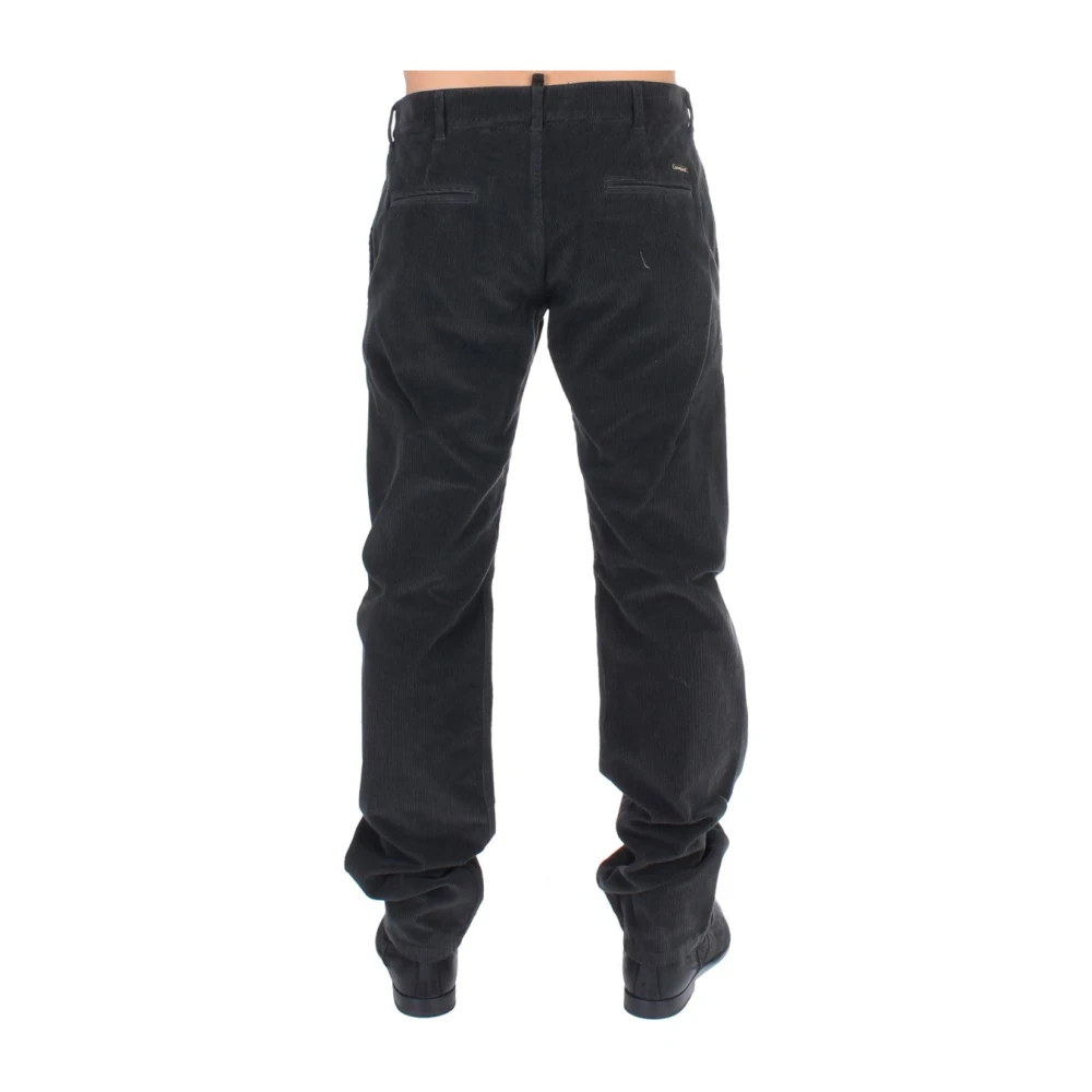 Gianfranco Ferré Elegante Zwarte Katoenen Ribfluwelen Broek Black Heren