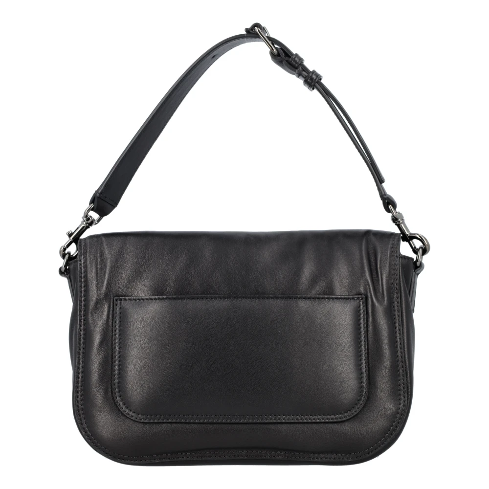 Valentino Garavani Zwarte leren schoudertas VLogo klep Black Heren