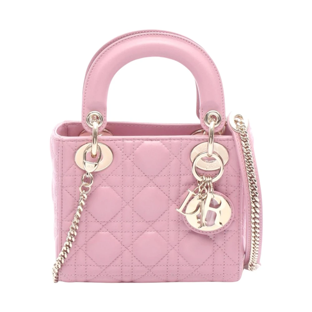 Dior Vintage Women's Pink Pre-Owned Vintage Cannage Lambskin Leather Satchel Bag