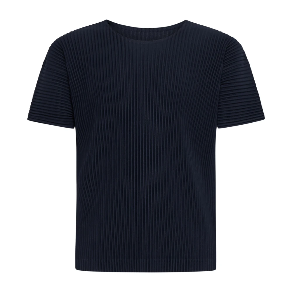 Issey Miyake Navy Blue Geplooide T-shirts en Polo's Blue Heren