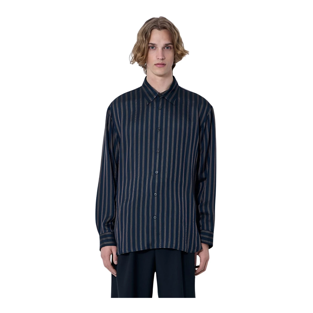 Dries Van Noten Men's Blue Striped Button-Down Shirt - Casual Shirts - M - Shirts