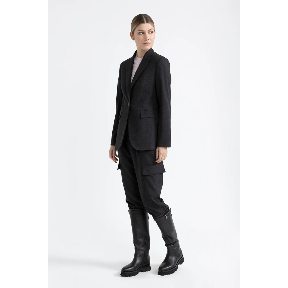 PESERICO Technische wollen flanellen cargobroek Gray Dames