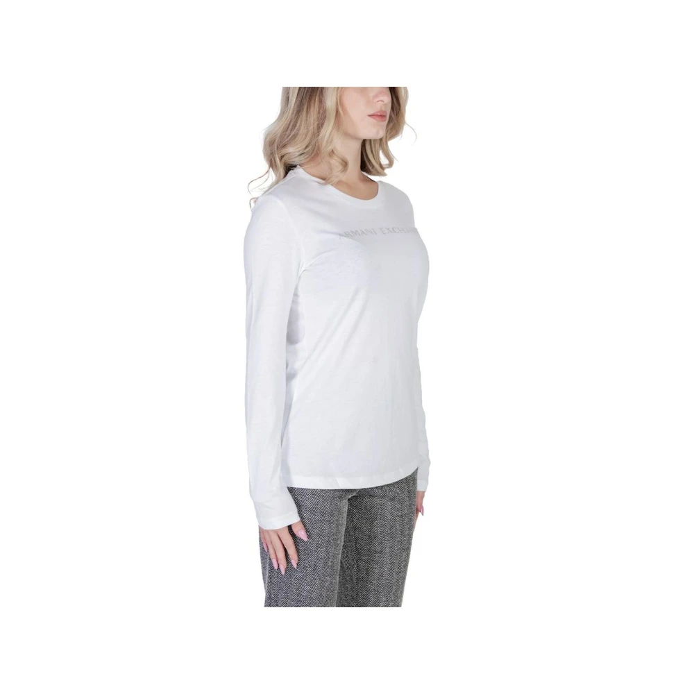Armani Exchange Witte katoenen crew neck T-shirt White Dames